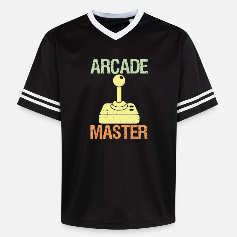 Arcade Master Classic Controller Retro Gaming  - Unisex Football Style Mesh T-Shirt - Schwarz/Weiß