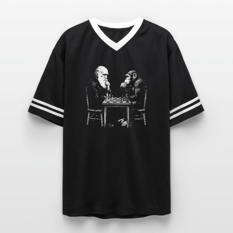Darwin joue aux échecs avec un singe - Jeu d’évolution T-shirt de foot unisexe en mesh
