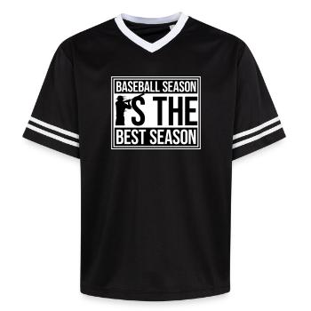 Baseball Season Is The Best Season Fan Spiel Sport - Unisex Football Style Mesh T-Shirt - Schwarz/Weiß - Vorne - AI Model Female 172 light (172cm) & AI Model Male 185 light (185cm)