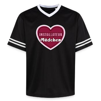 Installatrice Assistante Installatrice Fille Enfant Stagiaire - T-shirt de foot unisexe en mesh - noir/blanc - Devant - AI Model Female 172 light (172cm) & AI Model Male 185 light (185cm)