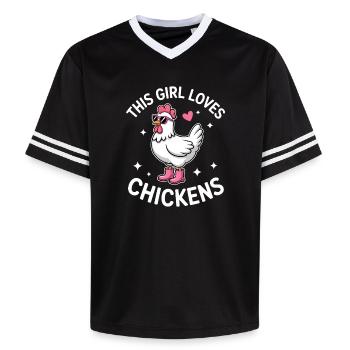 Chicken Saying Chicken Funny Chicken Gift - Unisex Football Style Mesh T-Shirt - black/white - Front - AI Model Female 172 light (172cm) & AI Model Male 185 light (185cm)