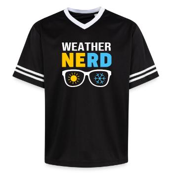 Sturm Meteorologie Meteorologe Tornado - Unisex Football Style Mesh T-Shirt - Schwarz/Weiß - Vorne - AI Model Female 172 light (172cm) & AI Model Male 185 light (185cm)