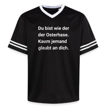 Tu es comme le lapin de Pâques. Diction sarcastique - T-shirt de foot unisexe en mesh - noir/blanc - Devant - AI Model Female 172 light (172cm) & AI Model Male 185 light (185cm)