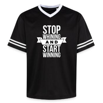 Stop Whining Start Winning - Motivation White - Unisex Football Style Mesh T-Shirt - black/white - Front - AI Model Female 172 light (172cm) & AI Model Male 185 light (185cm)
