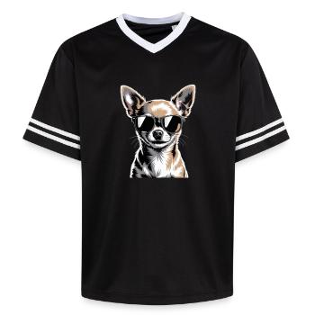 Chihuahua - Unisex Football Style Mesh T-Shirt - black/white - Front - AI Model Female 172 light (172cm) & AI Model Male 185 light (185cm)