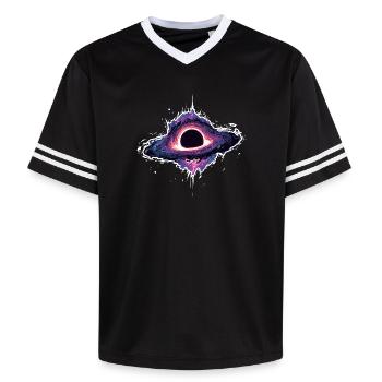 Astronomie Weltraum-Schwarzes Loch Ereignishorizont - Unisex Football Style Mesh T-Shirt - Schwarz/Weiß - Vorne - AI Model Female 172 light (172cm) & AI Model Male 185 light (185cm)