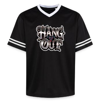  Hang Out Fledermaus Horror Spruch Für Dunklen - Unisex Football Style Mesh T-Shirt - Schwarz/Weiß - Vorne - AI Model Female 172 light (172cm) & AI Model Male 185 light (185cm)