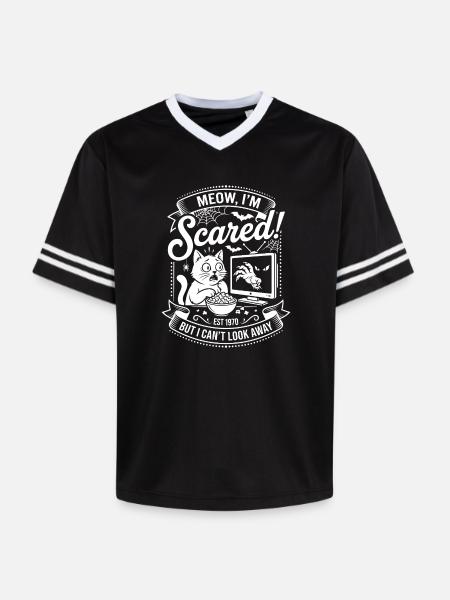 Mjav Jeg er Bange - Gyserfilm Kat - Unisex fodbold-T-shirt i mesh - sort/hvid