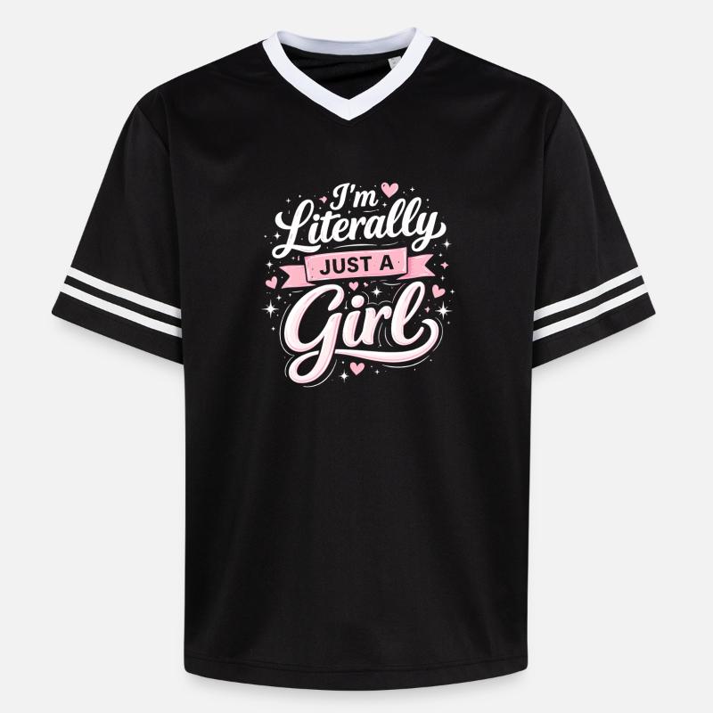 Ich Bin Literally Just Ein Mädchen - Unisex Football Style Mesh T-Shirt - Schwarz/Weiß