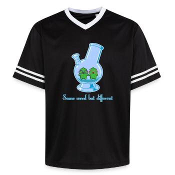 Same weed but different - Unisex Football Style Mesh T-Shirt - Schwarz/Weiß - Vorne - AI Model Female 172 light (172cm) & AI Model Male 185 light (185cm)