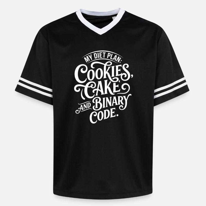 Cookies Cake Binary Code Design - Unisex Football Style Mesh T-Shirt - black/white
