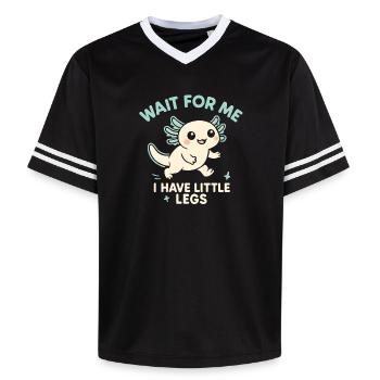 Axolotl disant un mème Humour Petites jambes drôles - T-shirt de foot unisexe en mesh - noir/blanc - Devant - AI Model Female 172 light (172cm) & AI Model Male 185 light (185cm)