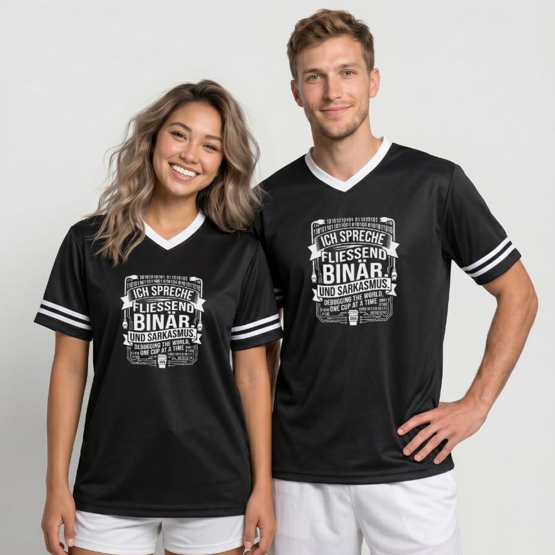 Coding Binary Coffee Sarcasm Unisex Football Style Mesh T-Shirt