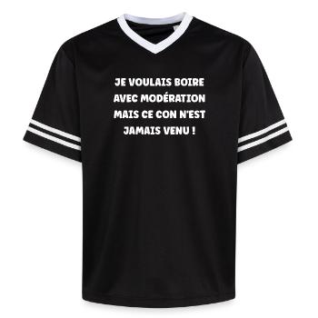 Trinken Sie in Maßen - Unisex Football Style Mesh T-Shirt - Schwarz/Weiß - Vorne - AI Model Female 172 light (172cm) & AI Model Male 185 light (185cm)