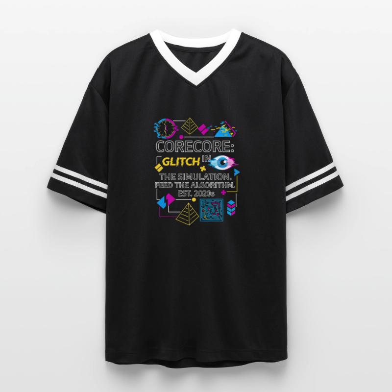 Corecore Glitch Simulation Algorithm Collage Unisex Football Style Mesh T-Shirt