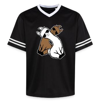 Two Llamas Pair 2 Friends Cool Sunglasses Team - Unisex Football Style Mesh T-Shirt - black/white - Front - AI Model Female 172 light (172cm) & AI Model Male 185 light (185cm)