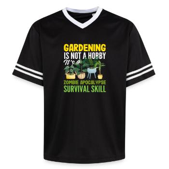 Plant Lover Funny Gardening Hobby - Unisex Football Style Mesh T-Shirt - black/white - Front - AI Model Female 172 light (172cm) & AI Model Male 185 light (185cm)