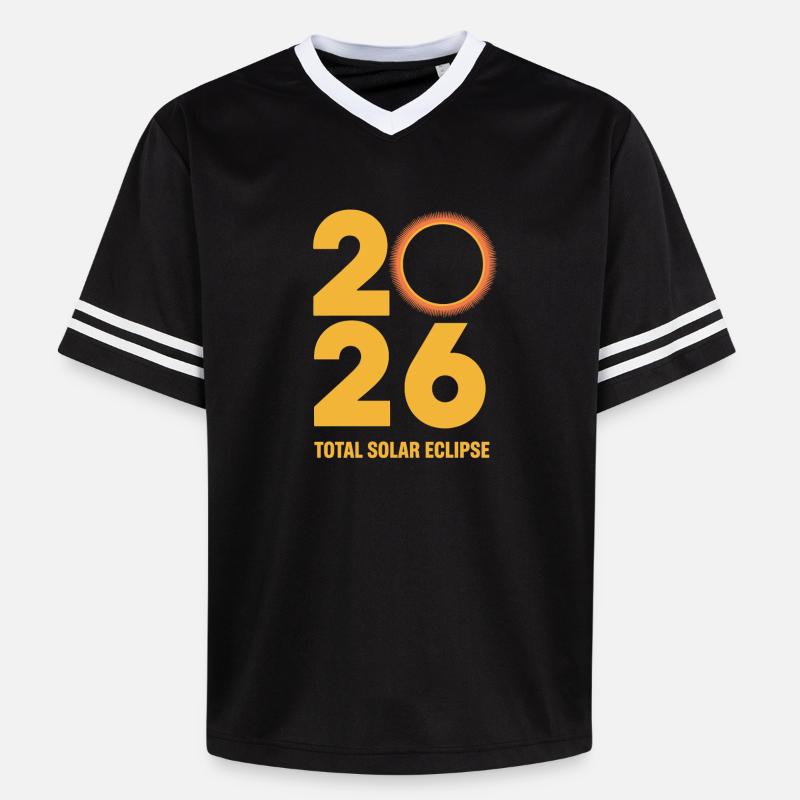 2026 Total Solar Eclipse Path Retro - Unisex Football Style Mesh T-Shirt - Schwarz/Weiß
