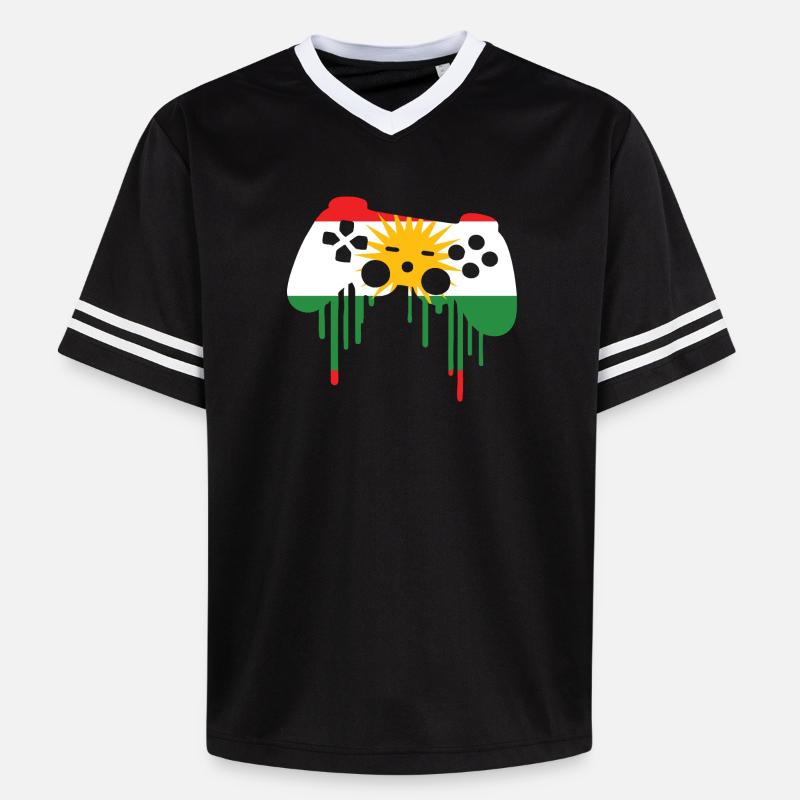 Drapeau de jeu kurde - T-shirt de foot unisexe en mesh - noir/blanc