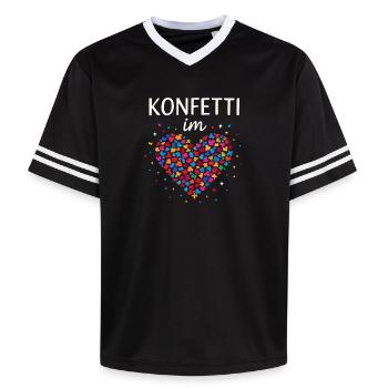Carnival confetti in the heart of Shrovetide Carnival - Unisex Football Style Mesh T-Shirt - black/white - Front - AI Model Female 172 light (172cm) & AI Model Male 185 light (185cm)