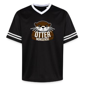 Otter Nonsense Lustig Wortspiel Otter Liebe Spruch - Unisex Football Style Mesh T-Shirt - Schwarz/Weiß - Vorne - AI Model Female 172 light (172cm) & AI Model Male 185 light (185cm)