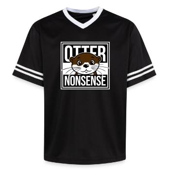 Otter Nonsense Lustig Wortspiel Otter Liebe Spruch - Unisex Football Style Mesh T-Shirt - Schwarz/Weiß - Vorne - AI Model Female 172 light (172cm) & AI Model Male 185 light (185cm)