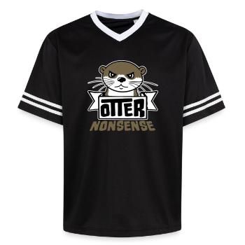 Otter Nonsense Lustig Wortspiel Otter Liebe Spruch - Unisex Football Style Mesh T-Shirt - Schwarz/Weiß - Vorne - AI Model Female 172 light (172cm) & AI Model Male 185 light (185cm)