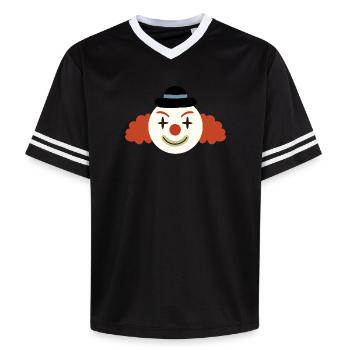 Fröhliche Clownsgesicht Retro-Kunst - Unisex Football Style Mesh T-Shirt - Schwarz/Weiß - Vorne - AI Model Female 172 light (172cm) & AI Model Male 185 light (185cm)