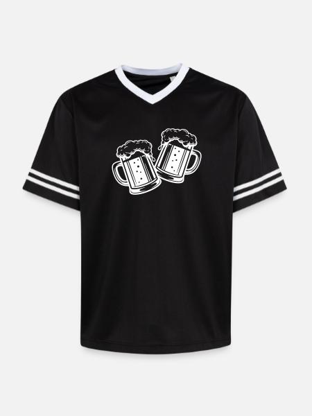 Bierglas Bier Anstossen - Unisex Football Style Mesh T-Shirt - Schwarz/Weiß