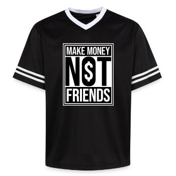 Gagne de l’argent, pas des amis, slogan Slogan - T-shirt de foot unisexe en mesh - noir/blanc - Devant - AI Model Female 172 light (172cm) & AI Model Male 185 light (185cm)