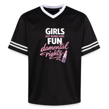 Girls Just Wanna Have Fun-damental Rights - Unisex Football Style Mesh T-Shirt - Schwarz/Weiß - Vorne - AI Model Female 172 light (172cm) & AI Model Male 185 light (185cm)
