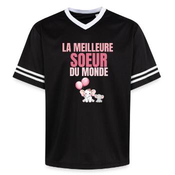 La Meilleure Sœur du Monde Rose - T-shirt de foot unisexe en mesh - noir/blanc - Devant - AI Model Female 172 light (172cm) & AI Model Male 185 light (185cm)