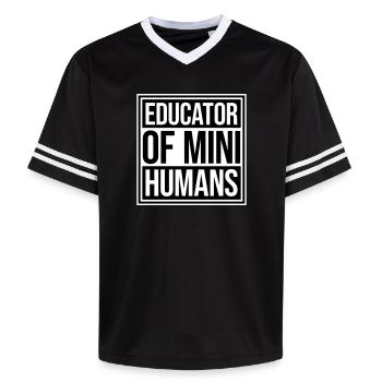 Educator Of Little Humans Teacher Funny Kids - Unisex Football Style Mesh T-Shirt - black/white - Front - AI Model Female 172 light (172cm) & AI Model Male 185 light (185cm)