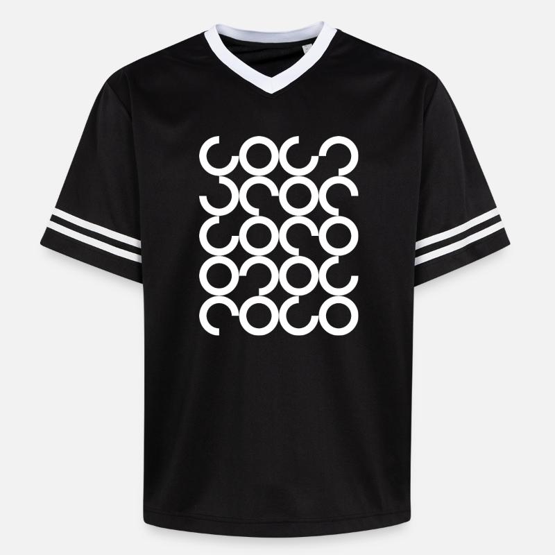 Interlocking Circle Chain Pattern - Unisex Football Style Mesh T-Shirt - black/white