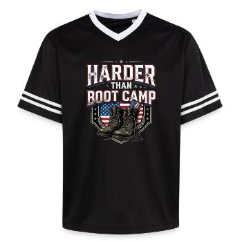 Army Mama Harder Than Boot Camp - Unisex Football Style Mesh T-Shirt - black/white - Front - AI Model Female 172 light (172cm) & AI Model Male 185 light (185cm)