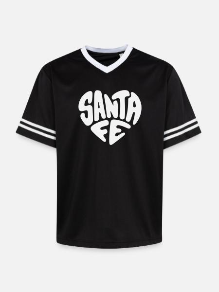 Santa Fe, New Mexico Heart Design - Unisex Football Style Mesh T-Shirt - black/white