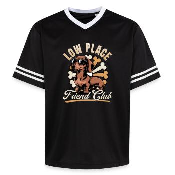 Teckel de race de chien drôle - T-shirt de foot unisexe en mesh - noir/blanc - Devant - AI Model Female 172 light (172cm) & AI Model Male 185 light (185cm)