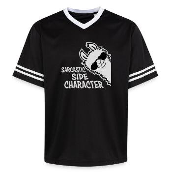 Lama Alpaka Sarcastic Side Character Sarkastisch - Unisex Football Style Mesh T-Shirt - Schwarz/Weiß - Vorne - AI Model Female 172 light (172cm) & AI Model Male 185 light (185cm)