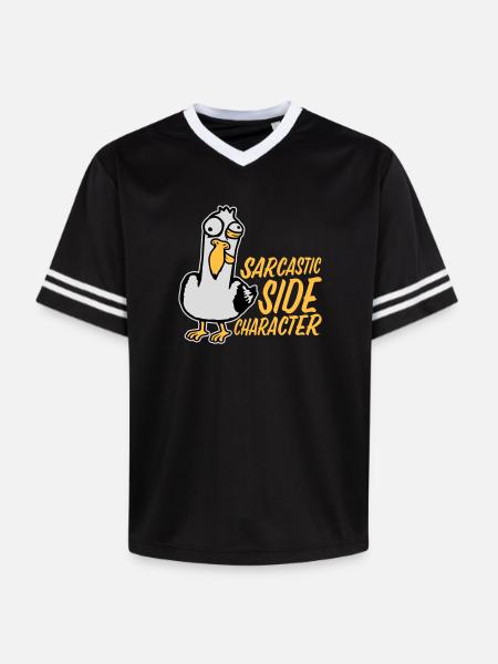 Crazy Seagull Sarcastic Side Character Funny - Unisex Football Style Mesh T-Shirt - black/white
