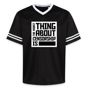 Le pire dans la censure, c’est l’ironie amusante - T-shirt de foot unisexe en mesh - noir/blanc - Devant - AI Model Female 172 light (172cm) & AI Model Male 185 light (185cm)