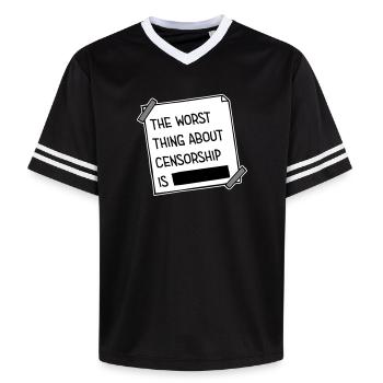 Le pire dans la censure, c’est l’ironie amusante - T-shirt de foot unisexe en mesh - noir/blanc - Devant - AI Model Female 172 light (172cm) & AI Model Male 185 light (185cm)