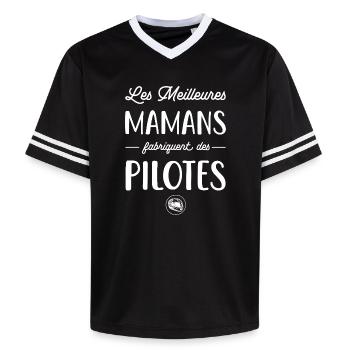 Les meilleures mamans fabriquent des pilotes - T-shirt de foot unisexe en mesh - noir/blanc - Devant - AI Model Female 172 light (172cm) & AI Model Male 185 light (185cm)
