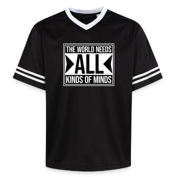 Le monde a besoin de toutes sortes d’esprits inspirants - T-shirt de foot unisexe en mesh - noir/blanc - Devant - AI Model Female 172 light (172cm) & AI Model Male 185 light (185cm)