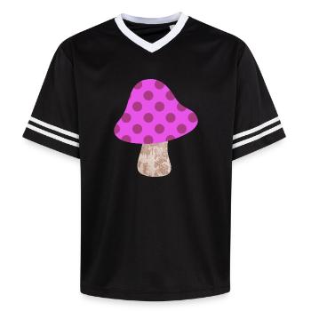 Mushroom Dots Pattern Dots Pink Nursery Happiness - Unisex Football Style Mesh T-Shirt - black/white - Front - AI Model Female 172 light (172cm) & AI Model Male 185 light (185cm)