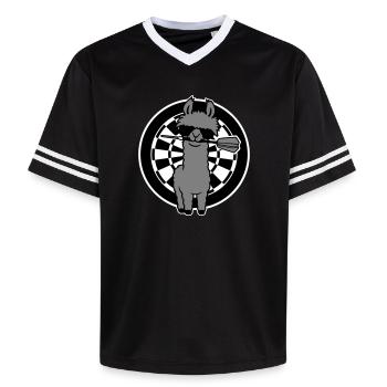 Cooles Lama Dartscheibe Sonnenbrille Dartpfeil Süß - Unisex Football Style Mesh T-Shirt - Schwarz/Weiß - Vorne - AI Model Female 172 light (172cm) & AI Model Male 185 light (185cm)