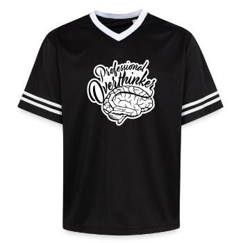 Professional Overthinker Lustig Grübeln Angst Logo - Unisex Football Style Mesh T-Shirt - Schwarz/Weiß - Vorne - AI Model Female 172 light (172cm) & AI Model Male 185 light (185cm)