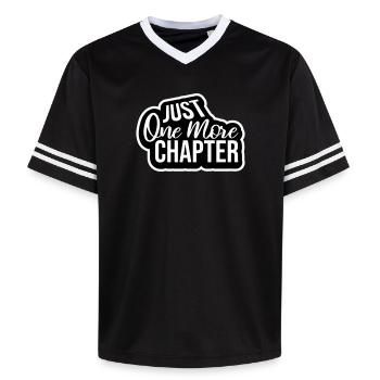 Just One More Chapter Funny Bookworm Reading Cool - Unisex Football Style Mesh T-Shirt - black/white - Front - AI Model Female 172 light (172cm) & AI Model Male 185 light (185cm)
