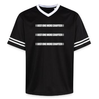 Just One More Chapter Funny Bookworm Reading Cool - Unisex Football Style Mesh T-Shirt - black/white - Front - AI Model Female 172 light (172cm) & AI Model Male 185 light (185cm)