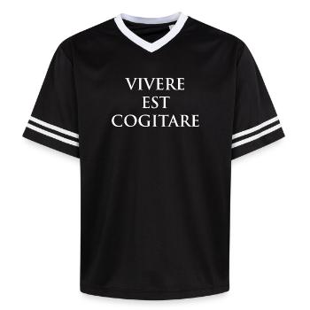 Vivere Est Cogitare Tee - T-shirt de foot unisexe en mesh - noir/blanc - Devant - AI Model Female 172 light (172cm) & AI Model Male 185 light (185cm)
