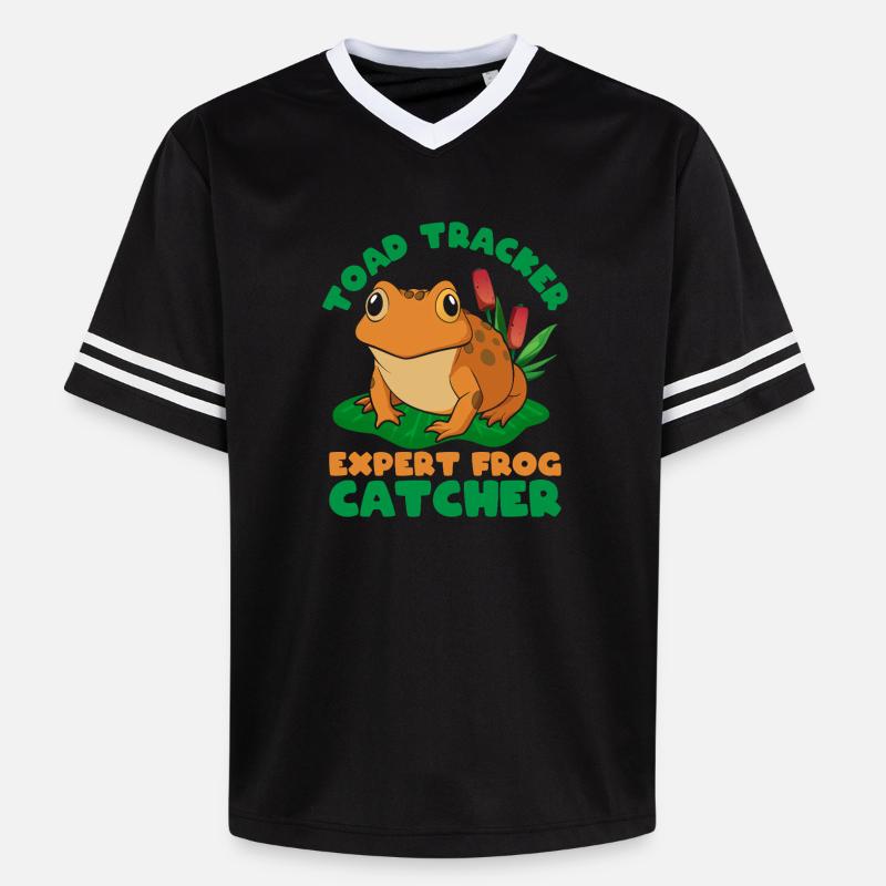 Frog Catcher Toad Tracker Expert Frog - Unisex Football Style Mesh T-Shirt - Schwarz/Weiß
